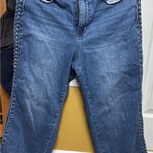 Judy Blue Side Braid Cropped Wide Leg Jeans